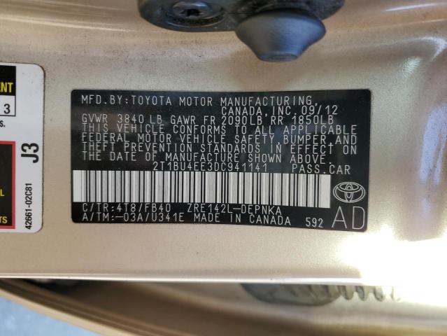 صورة رقم 10 من المزاد - 2013 TOYOTA COROLLA BA مع VIN 2T1BU4EE3DC941141
