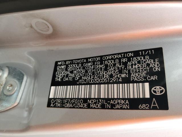 Photo 10 from auction – 2012 TOYOTA YARIS with VIN JTDJTUD32CD512914