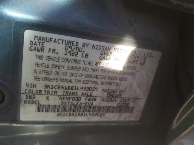 Photo 10 from auction – 2001 NISSAN SENTRA XE with VIN 3N1CB51D81L433059
