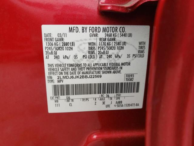 Photo 10 from auction – 2011 LINCOLN MKX with VIN 2LMDJ6JK2BBJ22569