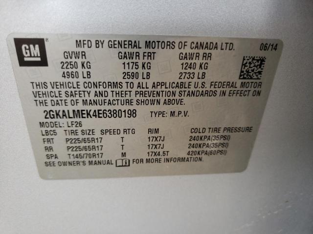 Photo 10 from auction – 2014 GMC TERRAIN SL with VIN 2GKALMEK4E6380198