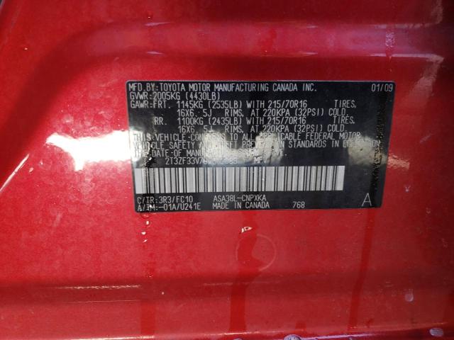 Photo 10 from auction – 2009 TOYOTA RAV4 with VIN 2T3ZF33V79W002089
