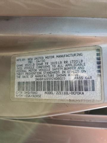 Photo 10 from auction – 2000 TOYOTA COROLLA VE with VIN 1NXBR12E5YZ408023