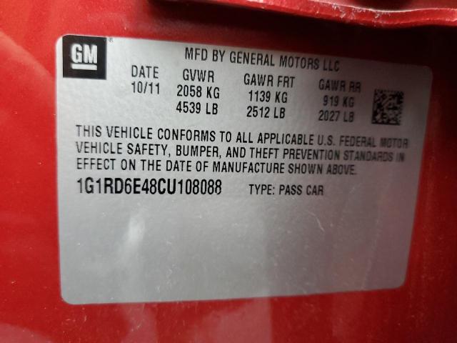 Photo 10 from auction – 2012 CHEVROLET VOLT with VIN 1G1RD6E48CU108088