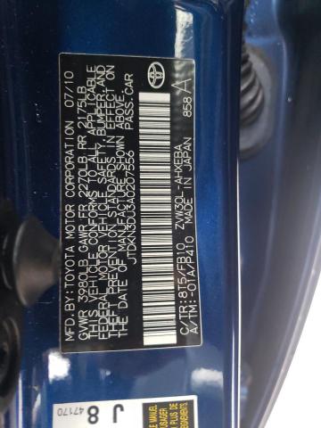 Photo 10 from auction – 2010 TOYOTA PRIUS with VIN JTDKN3DU3A0207556