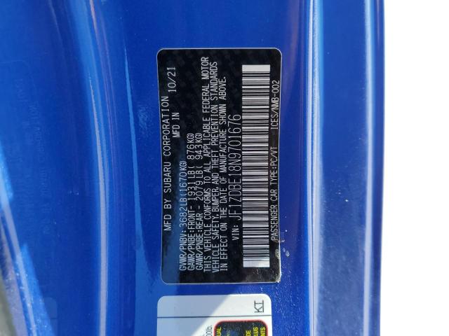 Photo 10 from auction – 2022 SUBARU BRZ LIMITE with VIN JF1ZDBE18N9701676