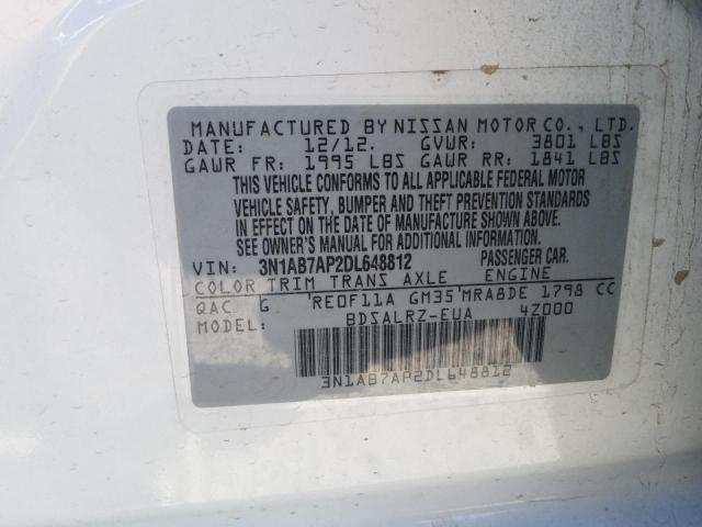 Photo 10 from auction – 2013 NISSAN SENTRA S with VIN 3N1AB7AP2DL648812