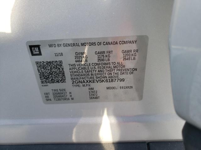 Photo 10 from auction – 2019 CHEVROLET EQUINOX LT with VIN 2GNAXKEV5K6187799