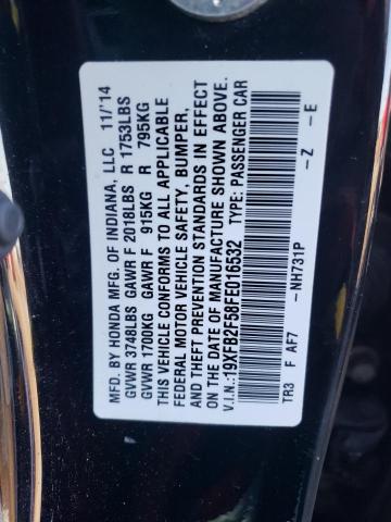 Photo 10 from auction – 2015 HONDA CIVIC LX with VIN 19XFB2F58FE016532