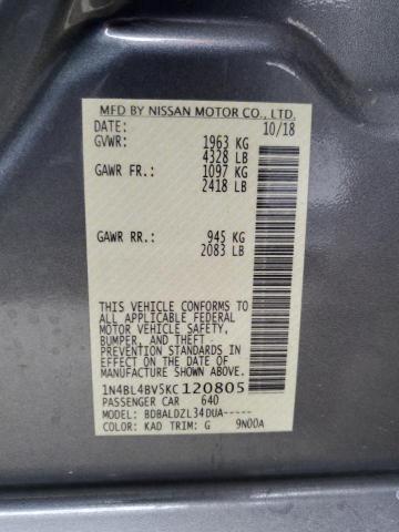 Photo 10 from auction – 2019 NISSAN ALTIMA S with VIN 1N4BL4BV5KC120805