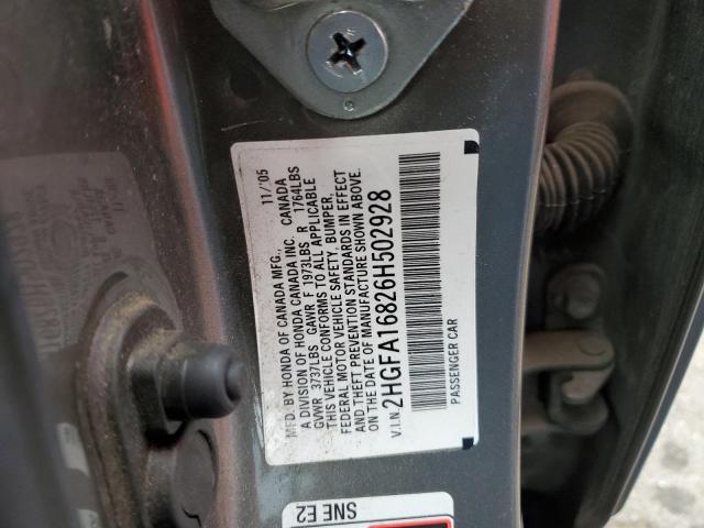 Photo 10 from auction – 2006 HONDA CIVIC EX with VIN 2HGFA16826H502928