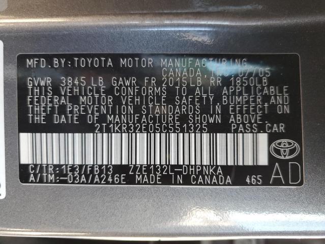 Photo 10 from auction – 2005 TOYOTA COROLLA MA with VIN 2T1KR32E05C551325