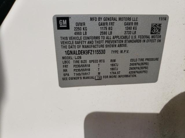 Photo 10 from auction – 2015 CHEVROLET EQUINOX LT with VIN 1GNALDEK9FZ115530
