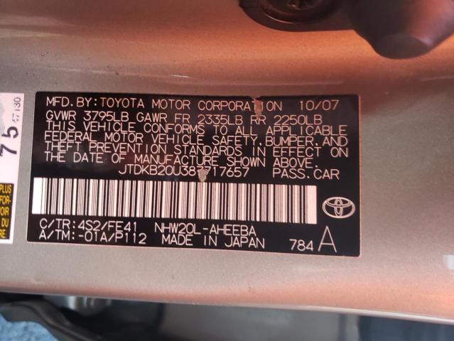 Photo 10 from auction – 2008 TOYOTA PRIUS with VIN JTDKB20U387717657
