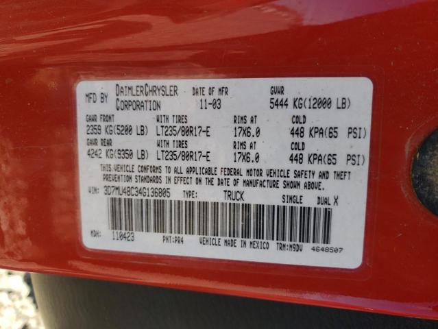 Photo 10 from auction – 2004 DODGE RAM 3500 with VIN 3D7MU48C34G136805