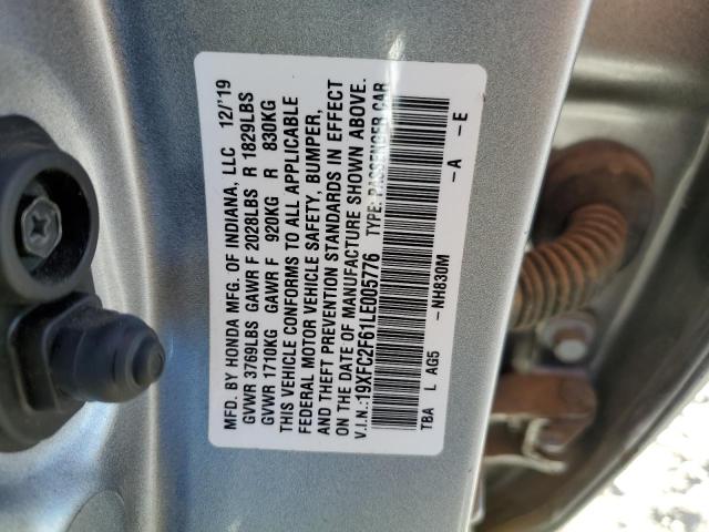 Photo 10 from auction – 2020 HONDA CIVIC LX with VIN 19XFC2F61LE005776