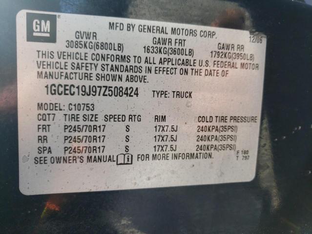 Photo 10 from auction – 2007 CHEVROLET SILVERADO with VIN 1GCEC19J97Z508424