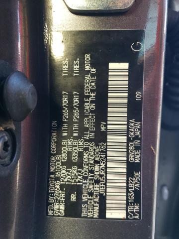 Photo 10 from auction – 2021 TOYOTA 4RUNNER SR with VIN JTEFU5JR7M5241762