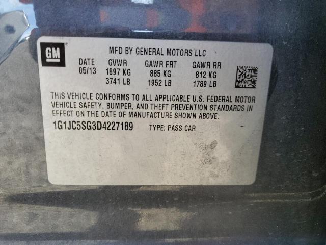 Photo 10 from auction – 2013 CHEVROLET SONIC LT with VIN 1G1JC5SG3D4227189