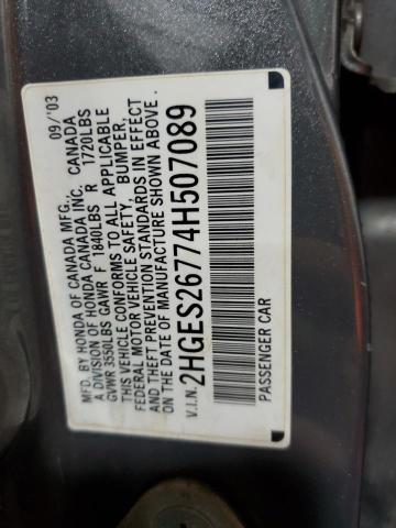 Photo 10 from auction – 2004 HONDA CIVIC EX with VIN 2HGES26774H507089