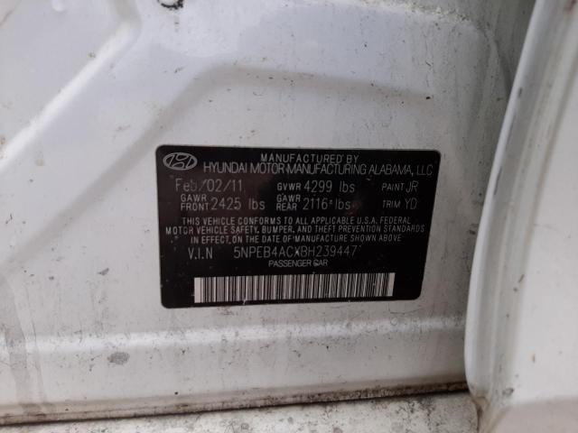 Photo 10 from auction – 2011 HYUNDAI SONATA GLS with VIN 5NPEB4ACXBH239447