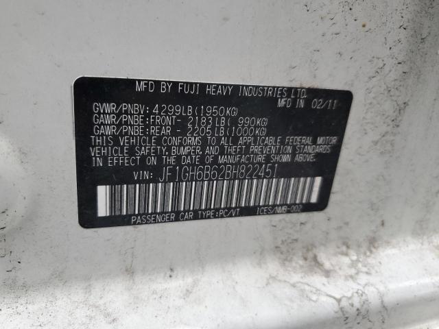 Photo 10 from auction – 2011 SUBARU IMPREZA 2. with VIN JF1GH6B62BH822451