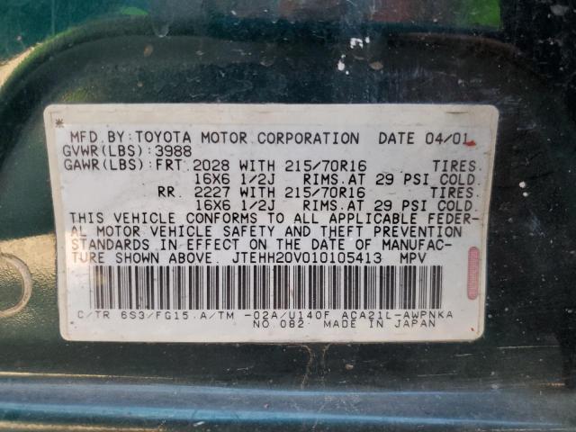 Photo 10 from auction – 2001 TOYOTA RAV4 with VIN JTEHH20V010105413