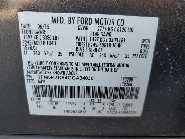 Photo 10 from auction – 2016 FORD EXPLORER X with VIN 1FM5K7D84GGA34030