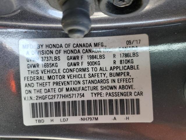 Photo 10 from auction – 2017 HONDA CIVIC EX with VIN 2HGFC2F77HH571754