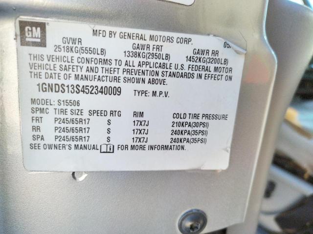 Photo 10 from auction – 2005 CHEVROLET TRAILBLAZE with VIN 1GNDS13S452340009