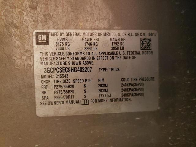 Photo 10 from auction – 2017 CHEVROLET SILVERADO with VIN 3GCPCSEC9HG402207