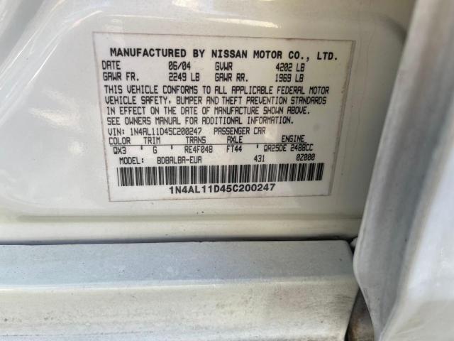 Photo 10 from auction – 2005 NISSAN ALTIMA S with VIN 1N4AL11D45C200247