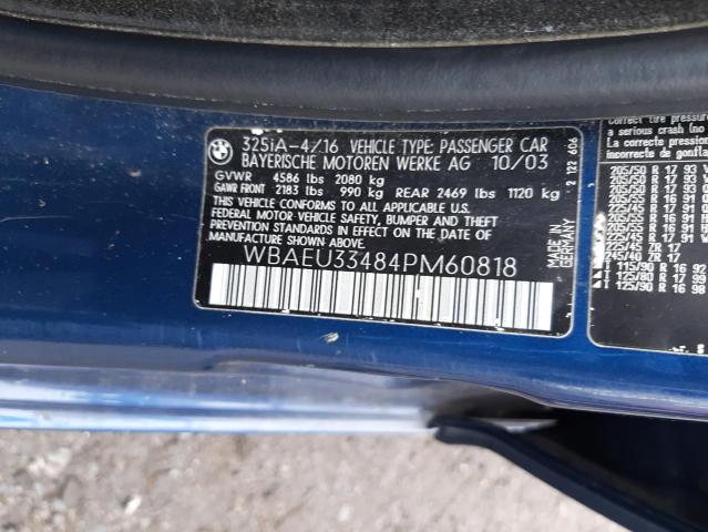 Photo 10 from auction – 2004 BMW 325 XI with VIN WBAEU33484PM60818