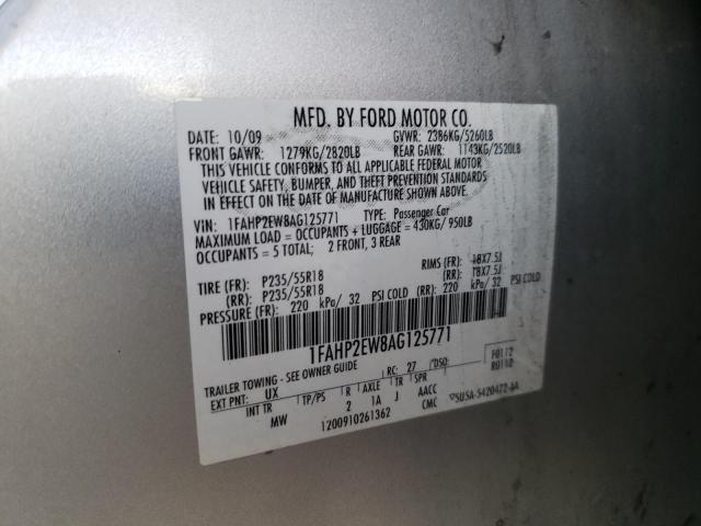 Photo 10 from auction – 2010 FORD TAURUS SEL with VIN 1FAHP2EW8AG125771
