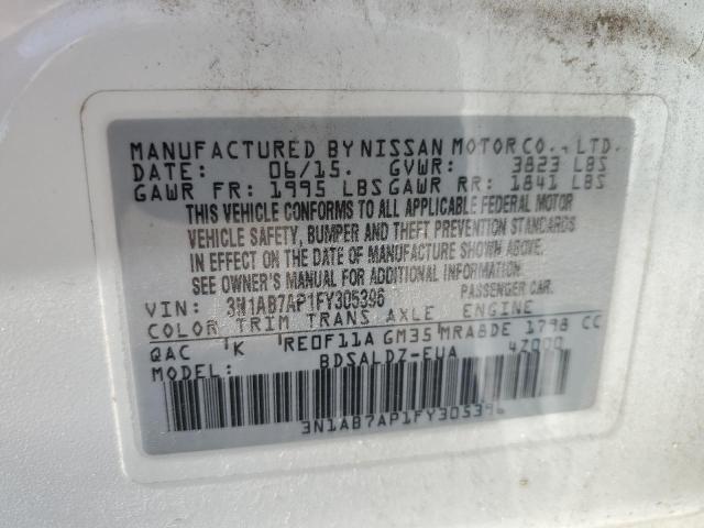 Photo 10 from auction – 2015 NISSAN SENTRA S with VIN 3N1AB7AP1FY305396