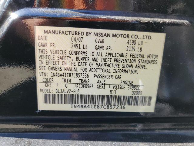 Photo 10 from auction – 2007 NISSAN MAXIMA SE with VIN 1N4BA41E87C857236