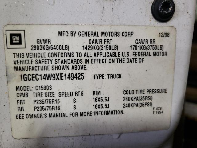 Photo 10 from auction – 1999 CHEVROLET SILVERADO with VIN 1GCEC14W9XE149425