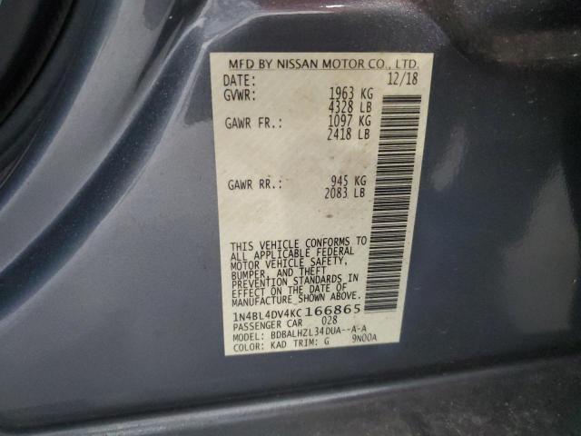Photo 10 from auction – 2019 NISSAN ALTIMA SV with VIN 1N4BL4DV4KC166865