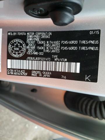 Photo 10 from auction – 2015 TOYOTA 4RUNNER SR with VIN JTEBU5JR3F5231473