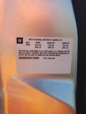 Photo 10 from auction – 2004 PONTIAC GRAND PRIX with VIN 2G2WS522441122049