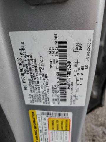 Photo 10 from auction – 2019 FORD FUSION SEL with VIN 3FA6P0CD4KR139240