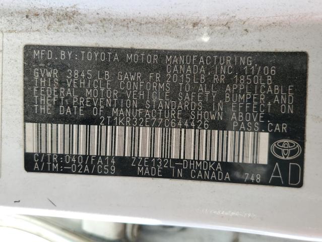 Photo 10 from auction – 2007 TOYOTA COROLLA MA with VIN 2T1KR32E77C644426