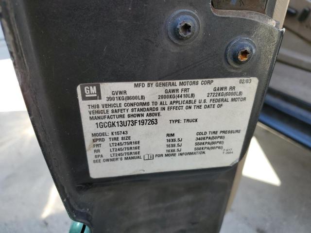 Photo 10 from auction – 2003 CHEVROLET SILVERADO with VIN 1GCGK13U73F197263