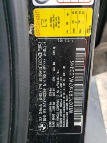 Photo 10 from auction – 2007 BMW X3 3.0SI with VIN WBXPC93467WJ00946