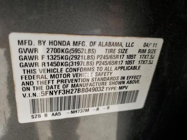Photo 10 from auction – 2011 HONDA PILOT LX with VIN 5FNYF3H27BB049032