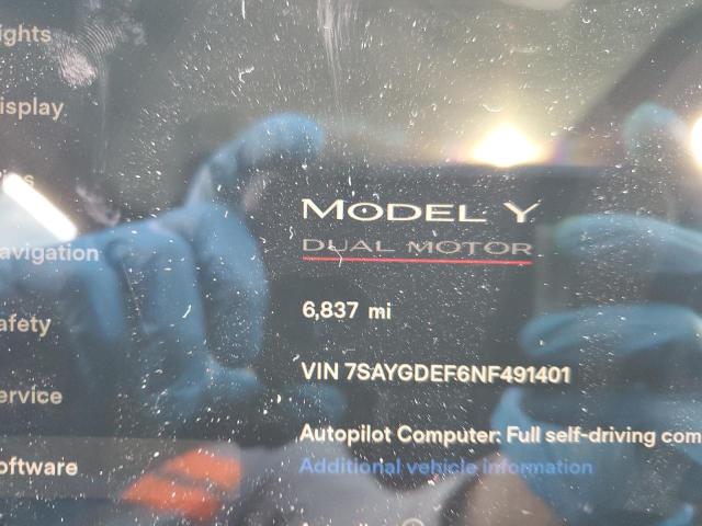 Photo 8 from auction – 2022 TESLA MODEL Y with VIN 7SAYGDEF6NF491401
