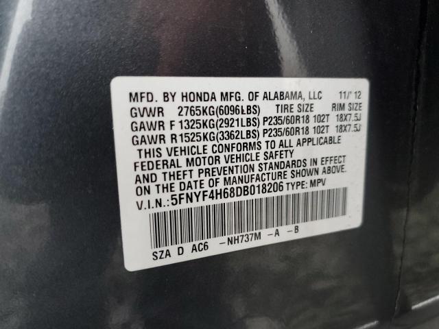 Photo 10 from auction – 2013 HONDA PILOT EXL with VIN 5FNYF4H68DB018206