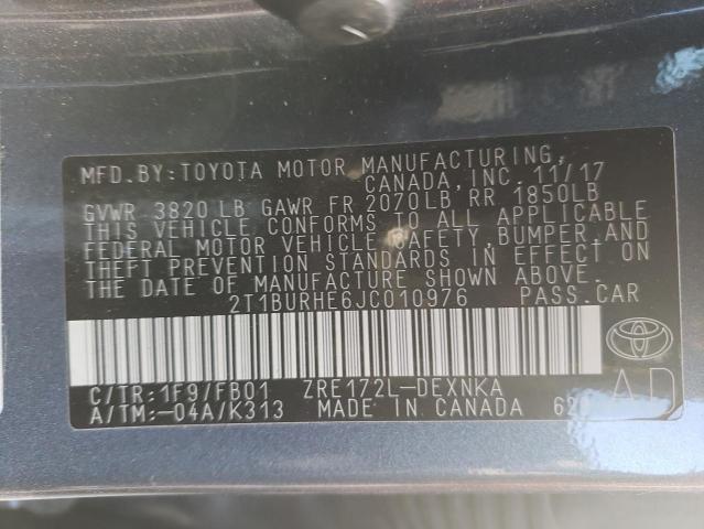 Photo 10 from auction – 2018 TOYOTA COROLLA L with VIN 2T1BURHE6JC010976