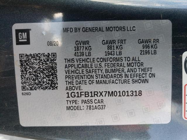 Photo 10 from auction – 2021 CHEVROLET CAMARO LS with VIN 1G1FB1RX7M0101318