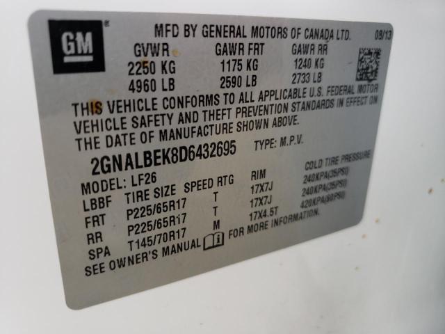 Photo 10 from auction – 2013 CHEVROLET EQUINOX LS with VIN 2GNALBEK8D6432695
